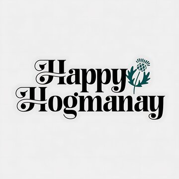 Happy Hogmanay with a Scottish Thistle Illustration
