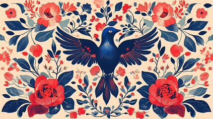 A decorative pattern featuring phrases with each character adorned with flowers, vines, and leaves 
