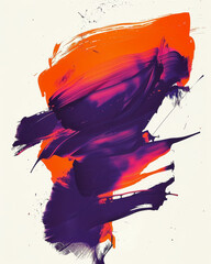 Abstract Brushstrokes in Purple, Orange, and Creamy with Textured Background and Dynamic composition