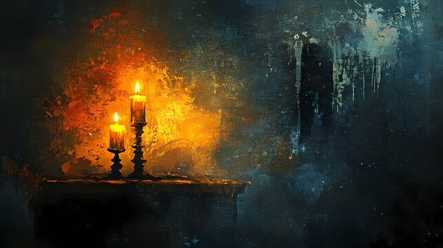 Whispering shadows cryptic ciphertexts eerie candlelit ambiance. Luminescent. Illustration