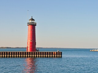 Kenosha Wisconsin lighthouse on the pier, up close