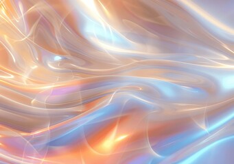 Obraz premium Elegant Pastel Flowing Cream Lines with Holographic Foil Effect
