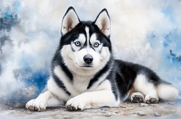 Obraz premium Majestic siberian husky a portrait of beauty and loyalty in art