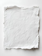 An old piece of paper with slightly worn texture showing signs of aging with subtle discoloration and frayed edges on a clean white background 