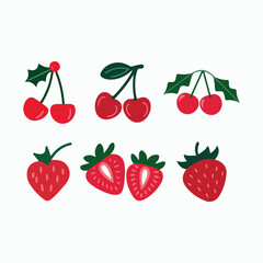 Cherry and Berry vector icon set