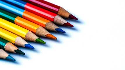 Fototapeta premium Colorful pencils on white background.