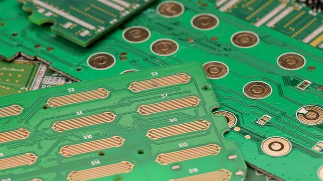 Gold Components in Electronics and PCBs Ready for Recycling Close Up