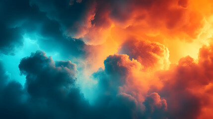 Dramatic Teal and Orange Cloudscape: A Vivid Abstract Background Image