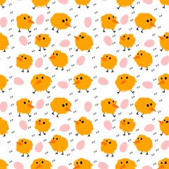 Obraz premium Easter chicken seamless birds pattern for wrapping paper and fabrics