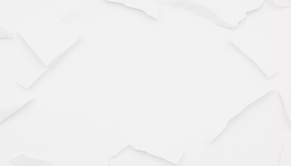A crumpled white paper background features abstract shapes and textures, providing an ideal canvas for minimalist designs or artistic expressions in various applications. Copy space. Generative AI