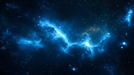 Cosmic nebula in a dark starry sky.
