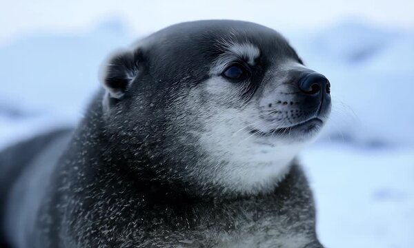 Funny 4K Shot of a Weddell Seal Pup Yawning on Antarctica's  Natural Behavior of Wild Animals in Their Polar Habitat ecology