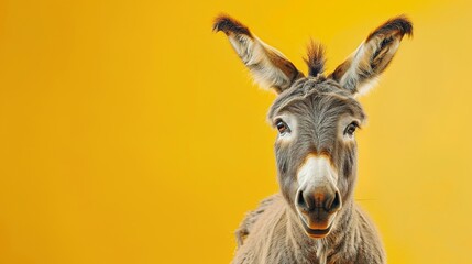 Fototapeta premium Donkey as a teacher banner with copy space area for text. Cute Donkey...