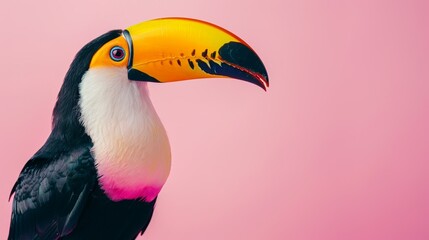 Naklejka premium Toucan as a teacher banner with copy space area for text. Cute Toucan...