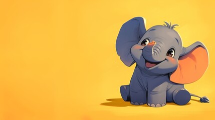 Naklejka premium Elephant as a teacher banner with copy space area for text. Cute Elephant...