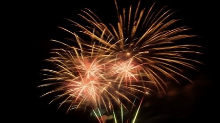 Multicolored Fireworks Displaying in the Night Sky