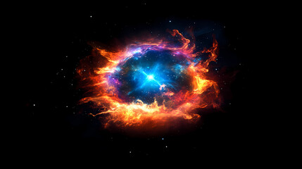 Cosmic phenomenon of a planetary nebula glowing with vibrant colors, with a dying star at its center. illustration, image, , minimalism,. Nebula. Illustration