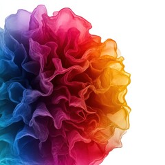 Fototapeta premium A vibrant, multi-colored decoration resembling a fluffy flower, featuring soft, ruffled layers in shades of blue, pink, and yellow.