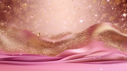Fototapeta premium Abstract Pink and Gold Background with Sparkling Glitter