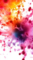 Fototapeta premium A vibrant explosion of colors, blending orange, pink, and blue in a dynamic splash effect, showcasing artistic creativity and energy.