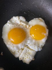 fried egg in a frying pan
