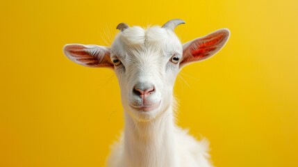 Fototapeta premium Goat as a teacher banner with copy space area for text. Cute Goat portrait....