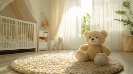 Teddy bear in the children's room.