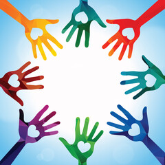 Charity work, volunteering helping hands concept. Eps vector file