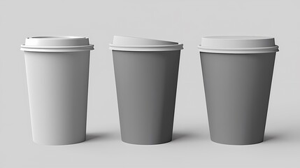 Three Stylish Coffee Cups in Various Styles for the Perfect Beverage Experience and Aesthetic Delight in Every Sip