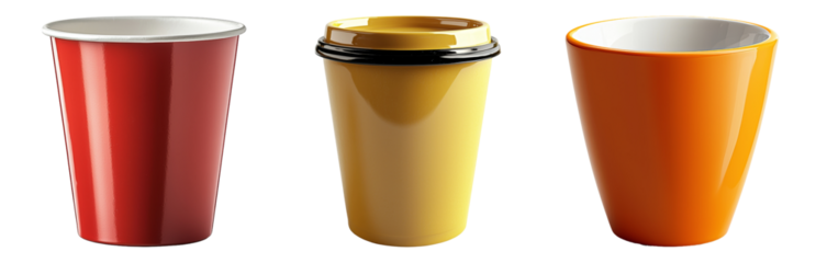 PNG Disposable Cups for Party or Event Use. Isolated on transparent background