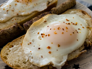 Sunny side up eggs on toast brunch