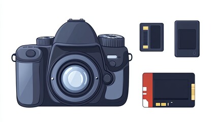 Digital Camera with Accessories: A Detailed Illustration