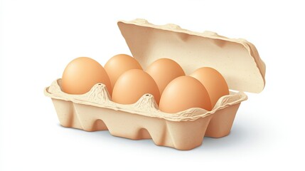 Six Brown Eggs in a Cardboard Carton