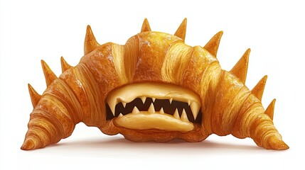 Obraz premium A Croissant Monster with Sharp Teeth
