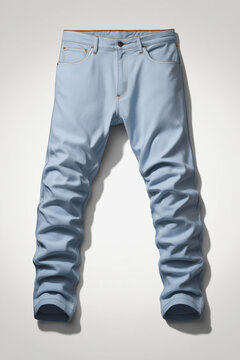 recommend clip art: AI generative. Mock up of blue jeans pants on white background. 9