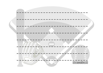 野球■野球素材の便箋（モノクロ）