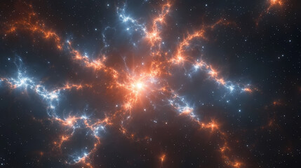 Fototapeta premium Space background. colorful fractal blue nebula with star field. 3d rendering. Nebula. Illustration