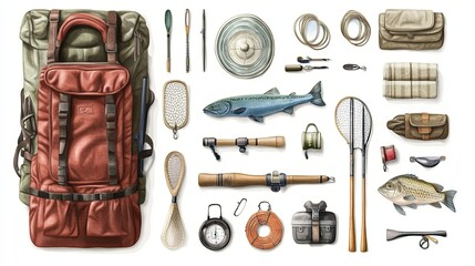 An Illustrated Collection of Vintage Fishing Gear and Equipment