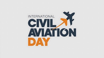 Contemporary and Minimalist Digital Poster for International Civil Aviation Day with Airplane Silhouette