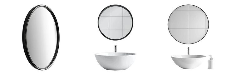 PNG Modern Bathroom Mirrors and Sink Designs. Isolated on transparent background