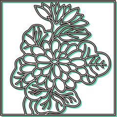 カラーシャドウ正方形花札　長月　菊　9月　菊のカス