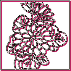 カラーシャドウ正方形花札　長月　菊　9月　菊のカス