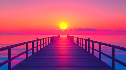 Fototapeta premium Sunset over wooden pier.