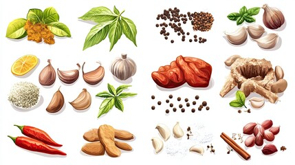 Assortment of Culinary Herbs and Spices for Cooking