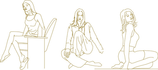 Vector sketch, silhouette illustration, design drawing of model person activity with shooting activities for design completeness