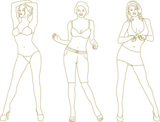 Vector sketch, silhouette illustration, design drawing of model person activity with shooting activities for design completeness