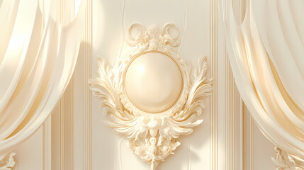 A branded event logo in champagne beige with ivory detailing, evoking a sense of luxury and timeless elegance. Regal. Illustration