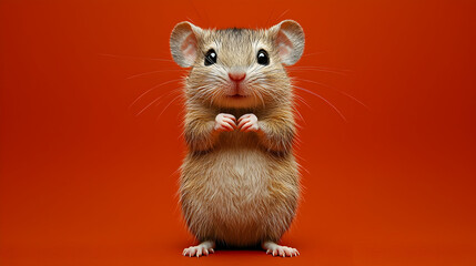 Cute Mouse Illustration on Orange Background