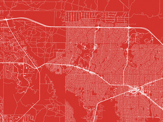 Christmas Map of North Port  Florida, USA in Snowy White on Festive Red Background.