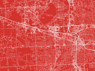 Christmas Map of Novi  Michigan, USA in Snowy White on Festive Red Background.